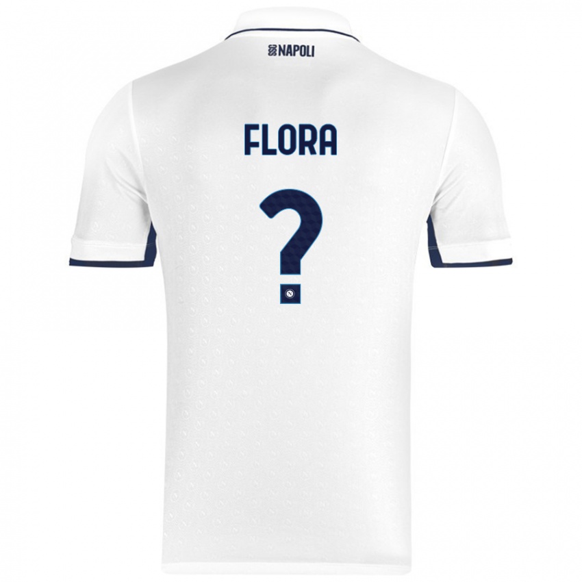 Gyermek Massimiliano Flora #0 Fehér Royal Blue Idegenbeli Jersey 2024/25 Mez Póló Ing