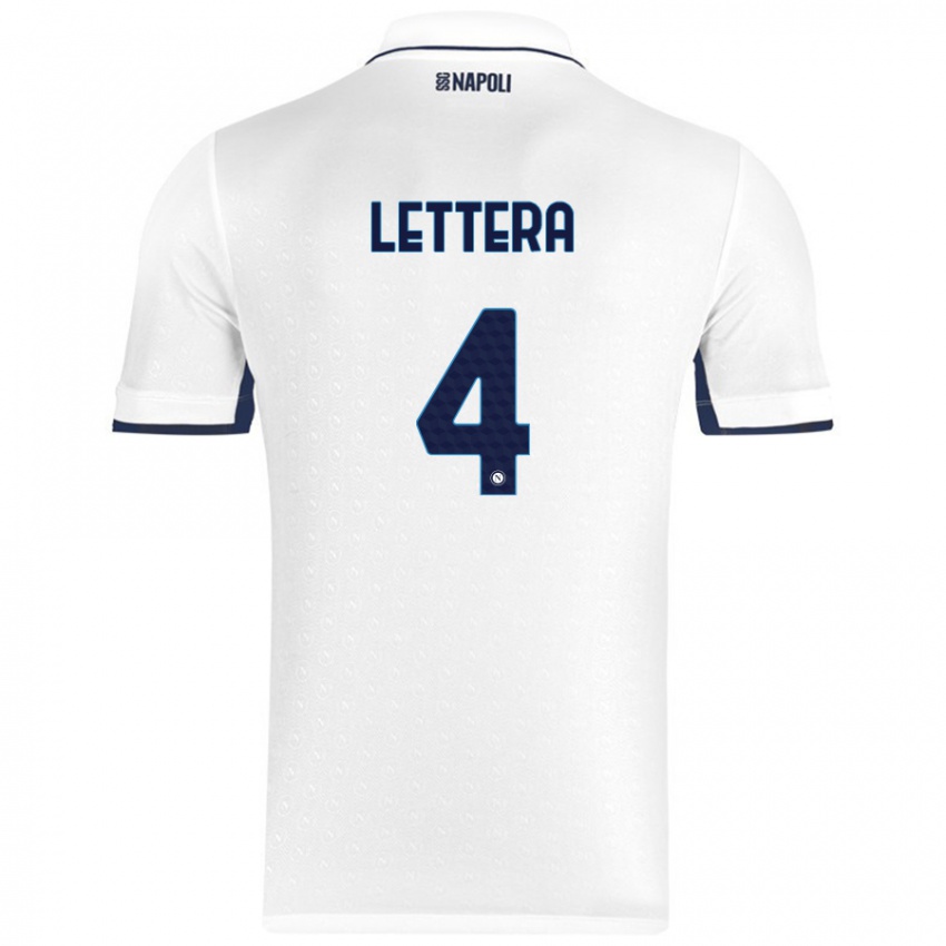 Gyermek Alessio Lettera #4 Fehér Royal Blue Idegenbeli Jersey 2024/25 Mez Póló Ing