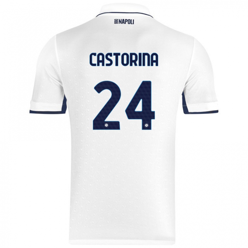 Gyermek Alessandro Castorina #24 Fehér Royal Blue Idegenbeli Jersey 2024/25 Mez Póló Ing