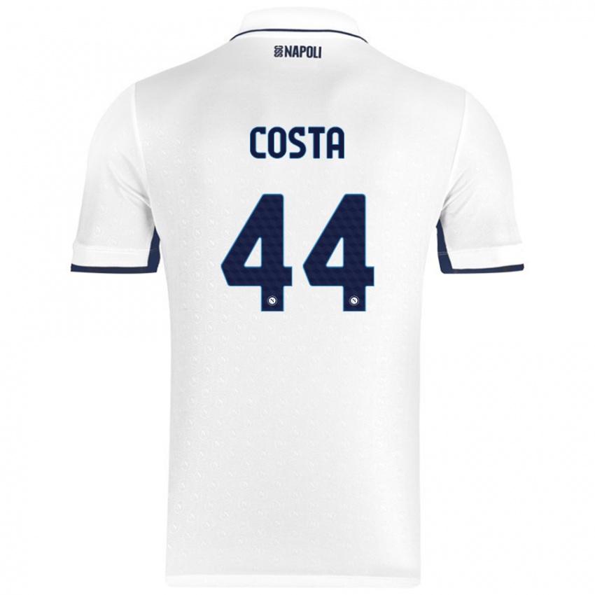 Gyermek Filippo Costa #44 Fehér Royal Blue Idegenbeli Jersey 2024/25 Mez Póló Ing