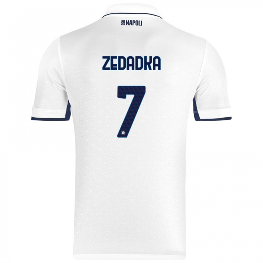 Gyermek Karim Zedadka #7 Fehér Royal Blue Idegenbeli Jersey 2024/25 Mez Póló Ing