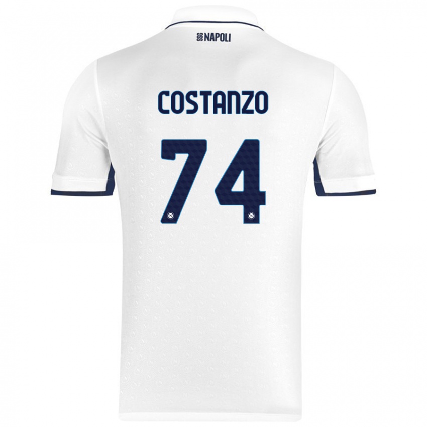 Gyermek Davide Costanzo #74 Fehér Royal Blue Idegenbeli Jersey 2024/25 Mez Póló Ing