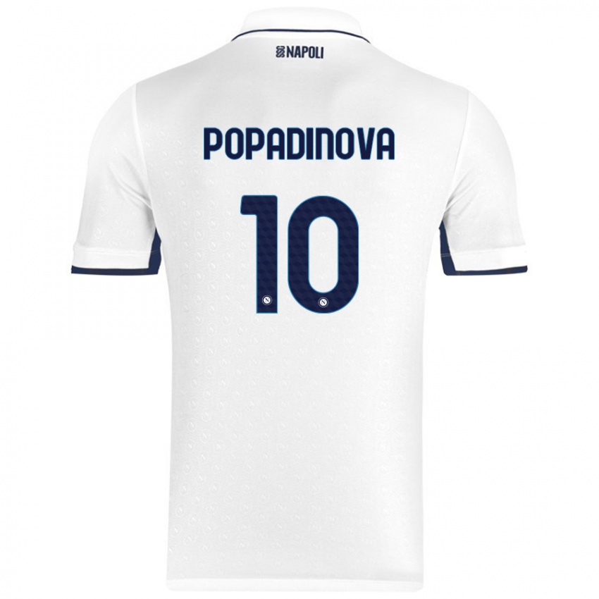 Gyermek Evdokiya Popadinova #10 Fehér Royal Blue Idegenbeli Jersey 2024/25 Mez Póló Ing