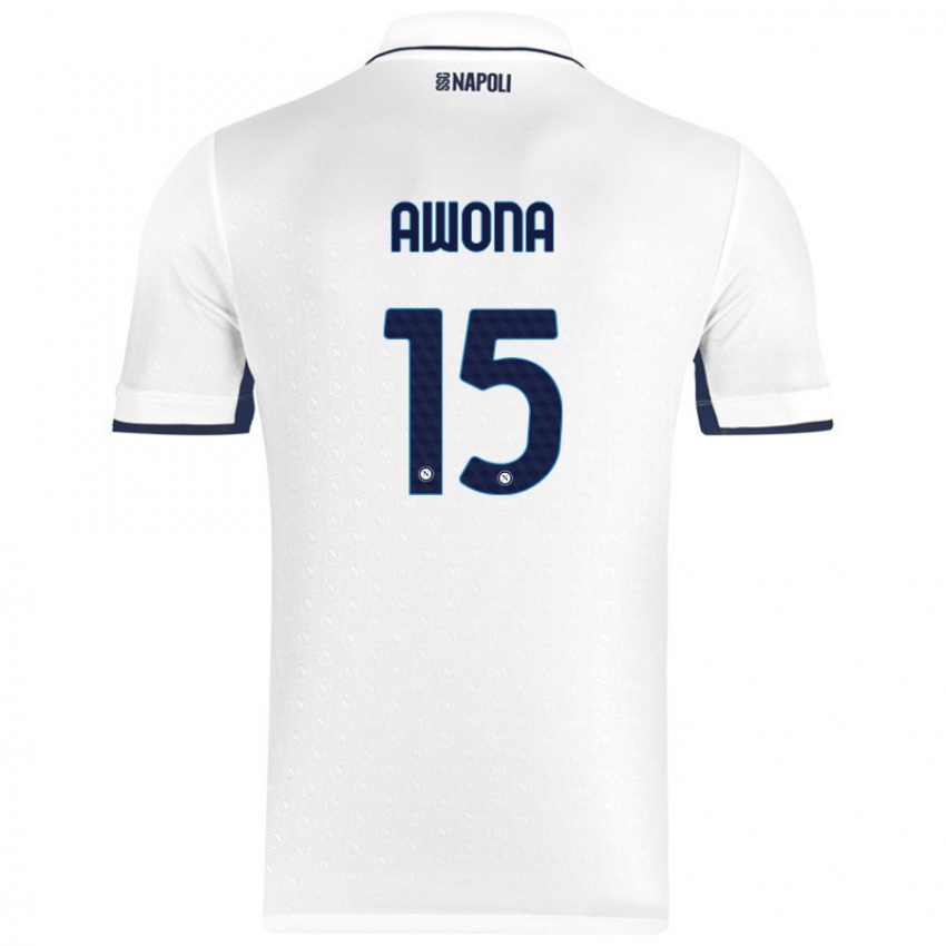 Gyermek Aurelle Awona #15 Fehér Royal Blue Idegenbeli Jersey 2024/25 Mez Póló Ing