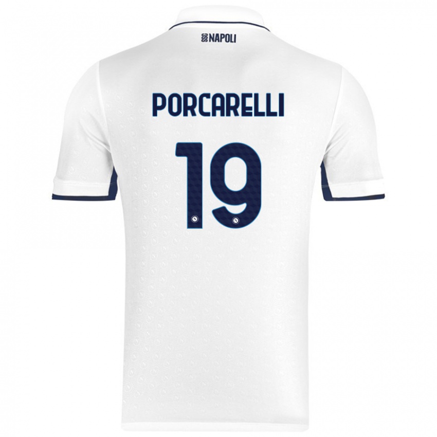 Gyermek Maddelena Porcarelli #19 Fehér Royal Blue Idegenbeli Jersey 2024/25 Mez Póló Ing