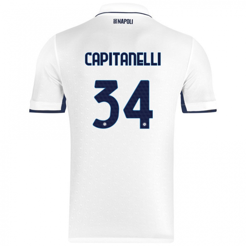 Gyermek Ilaria Capitanelli #34 Fehér Royal Blue Idegenbeli Jersey 2024/25 Mez Póló Ing