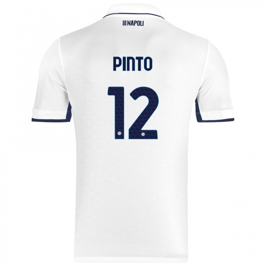 Gyermek Ciro Pinto #12 Fehér Royal Blue Idegenbeli Jersey 2024/25 Mez Póló Ing