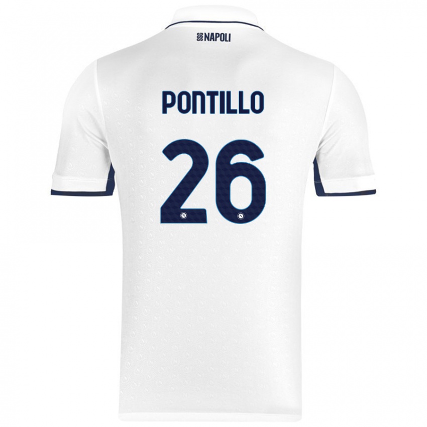 Gyermek Pasquale Pontillo #26 Fehér Royal Blue Idegenbeli Jersey 2024/25 Mez Póló Ing