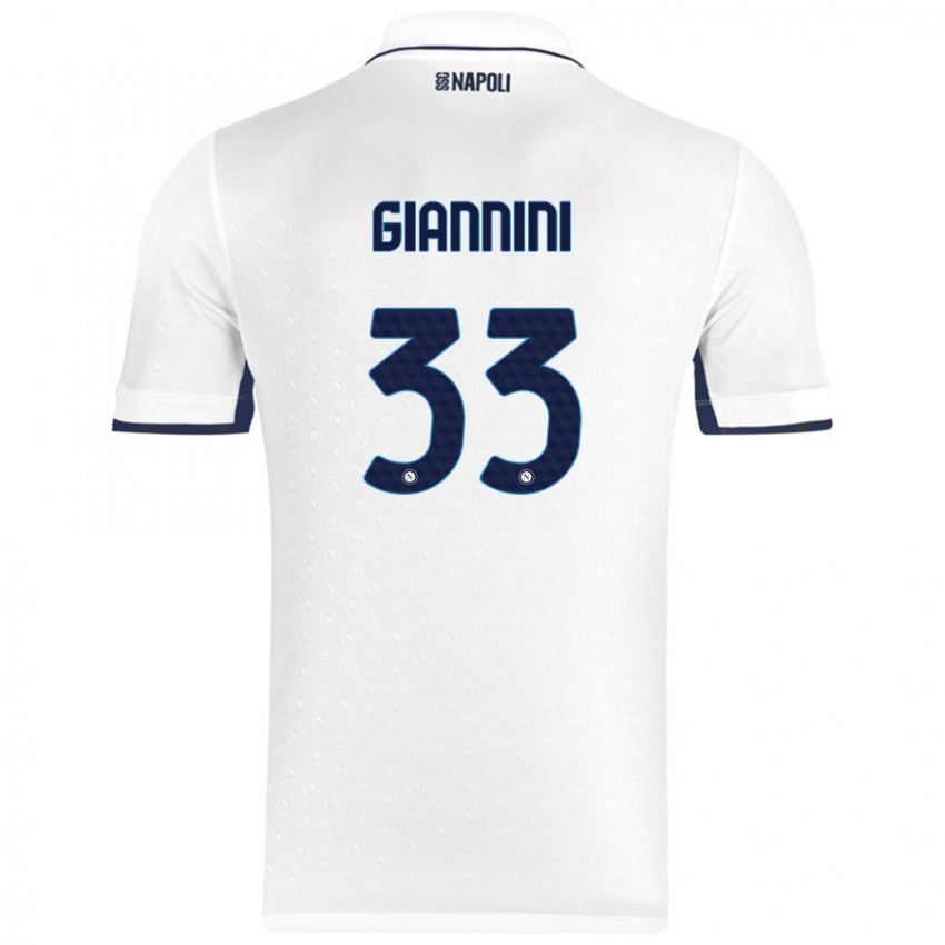 Gyermek Enrico Giannini #33 Fehér Royal Blue Idegenbeli Jersey 2024/25 Mez Póló Ing