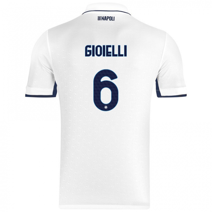 Gyermek Francesco Pio Gioielli #6 Fehér Royal Blue Idegenbeli Jersey 2024/25 Mez Póló Ing