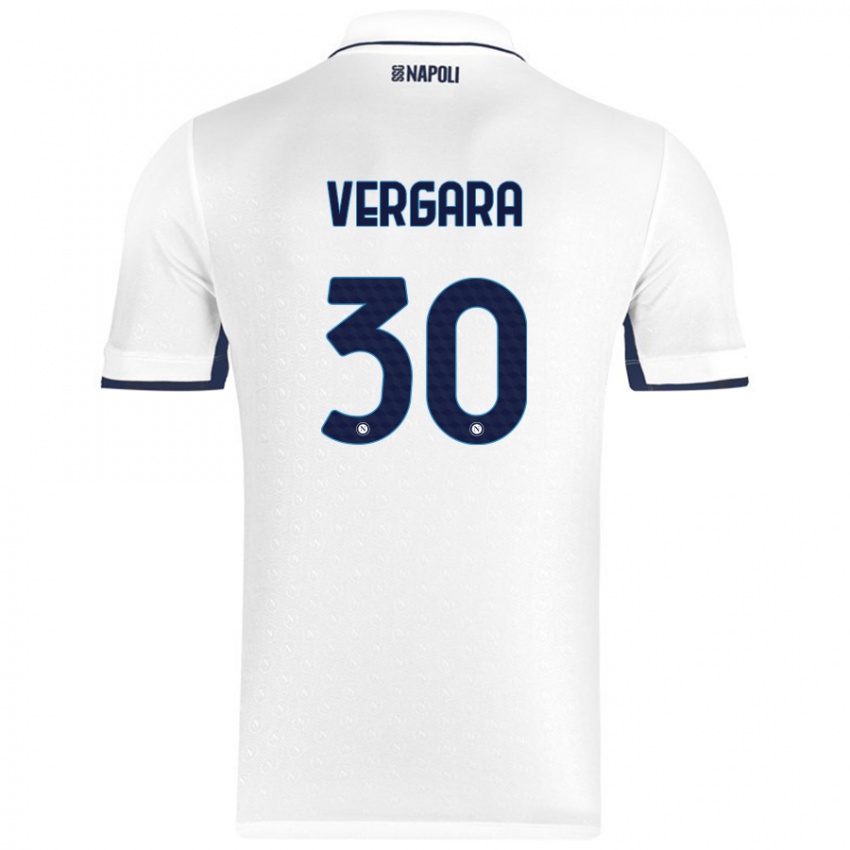 Gyermek Antonio Vergara #30 Fehér Royal Blue Idegenbeli Jersey 2024/25 Mez Póló Ing