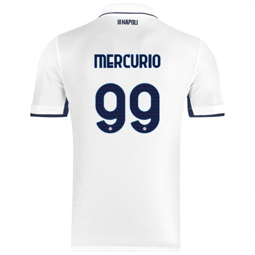 Gyermek Giovanni Mercurio #99 Fehér Royal Blue Idegenbeli Jersey 2024/25 Mez Póló Ing