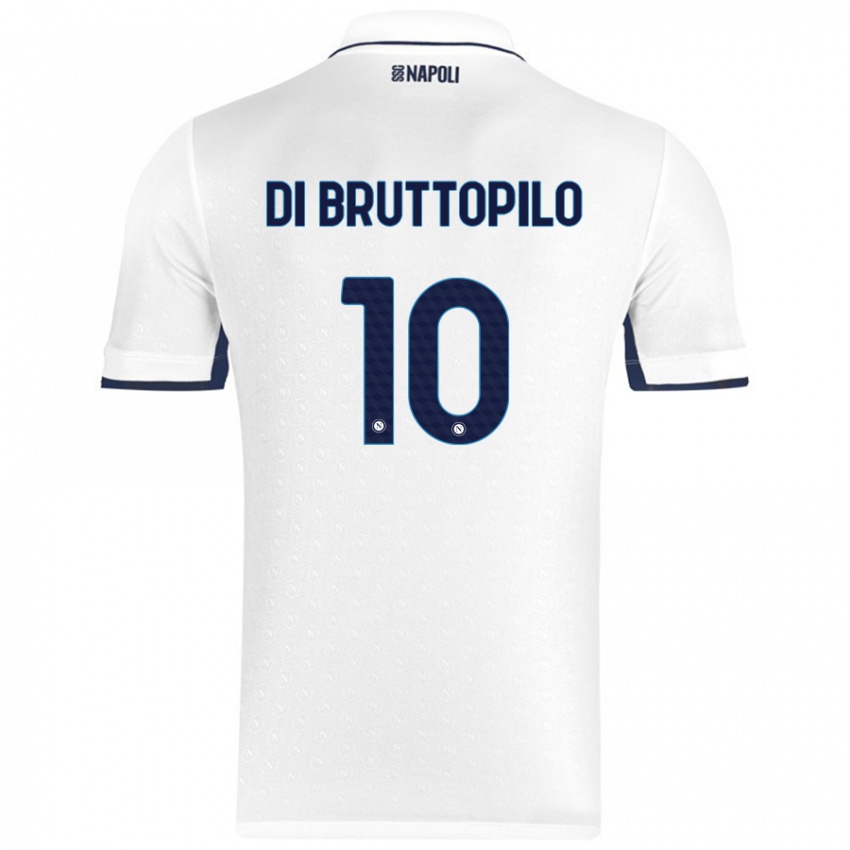 Gyermek Giuseppe Ambrosino Di Bruttopilo #10 Fehér Royal Blue Idegenbeli Jersey 2024/25 Mez Póló Ing