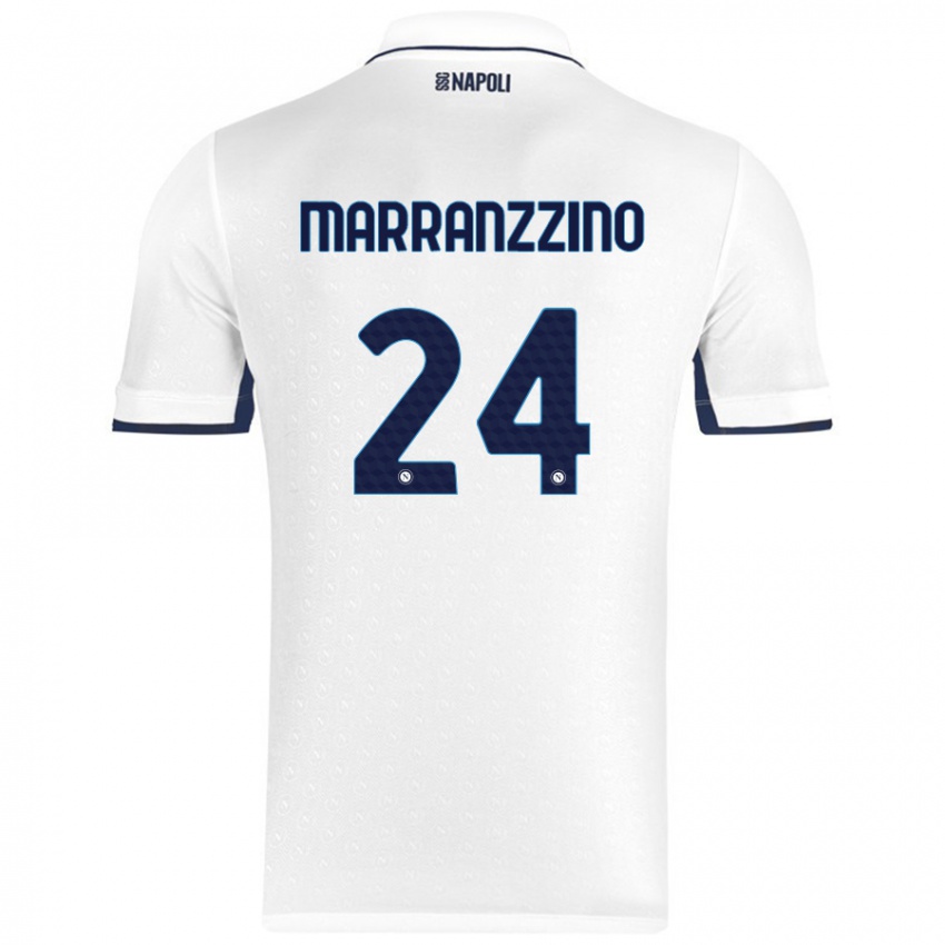 Gyermek Pasquale Marranzzino #24 Fehér Royal Blue Idegenbeli Jersey 2024/25 Mez Póló Ing