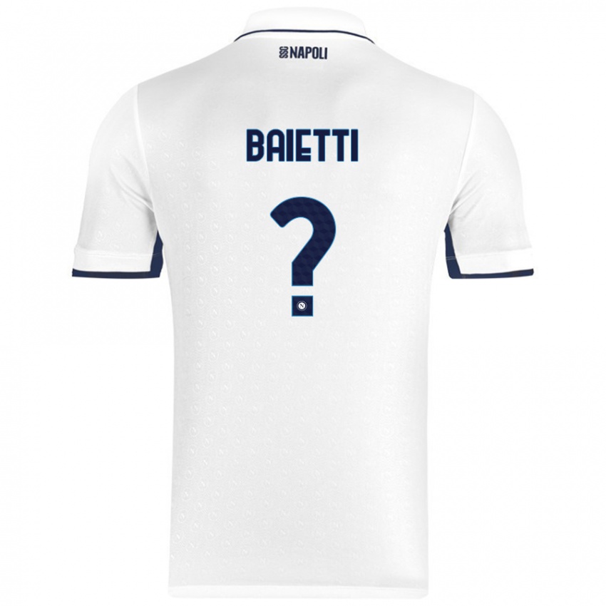 Gyermek Francesco Baietti #0 Fehér Royal Blue Idegenbeli Jersey 2024/25 Mez Póló Ing