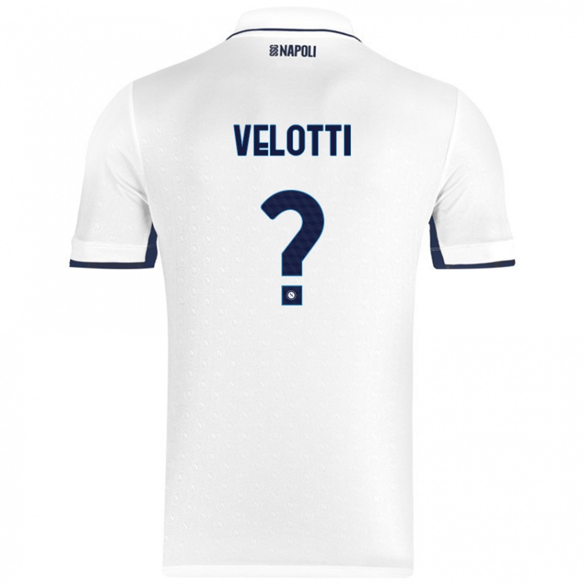 Gyermek Christian Velotti #0 Fehér Royal Blue Idegenbeli Jersey 2024/25 Mez Póló Ing