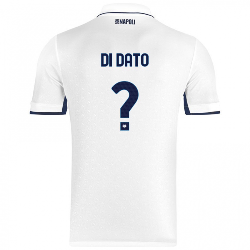 Gyermek Vincenzo Di Dato #0 Fehér Royal Blue Idegenbeli Jersey 2024/25 Mez Póló Ing