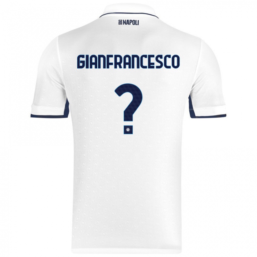 Gyermek Sergio Gianfrancesco #0 Fehér Royal Blue Idegenbeli Jersey 2024/25 Mez Póló Ing