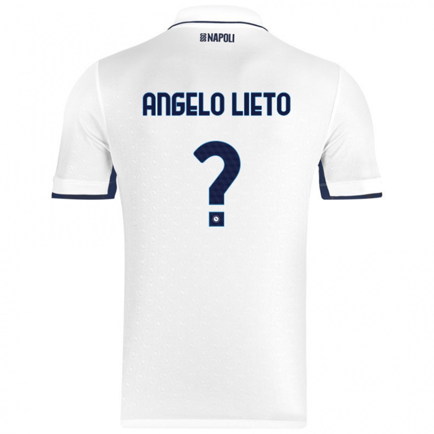 Gyermek Angelo Lieto #0 Fehér Royal Blue Idegenbeli Jersey 2024/25 Mez Póló Ing