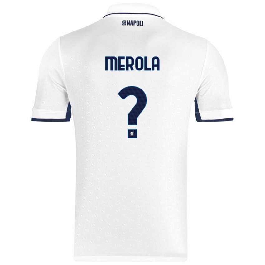 Gyermek Marco Merola #0 Fehér Royal Blue Idegenbeli Jersey 2024/25 Mez Póló Ing