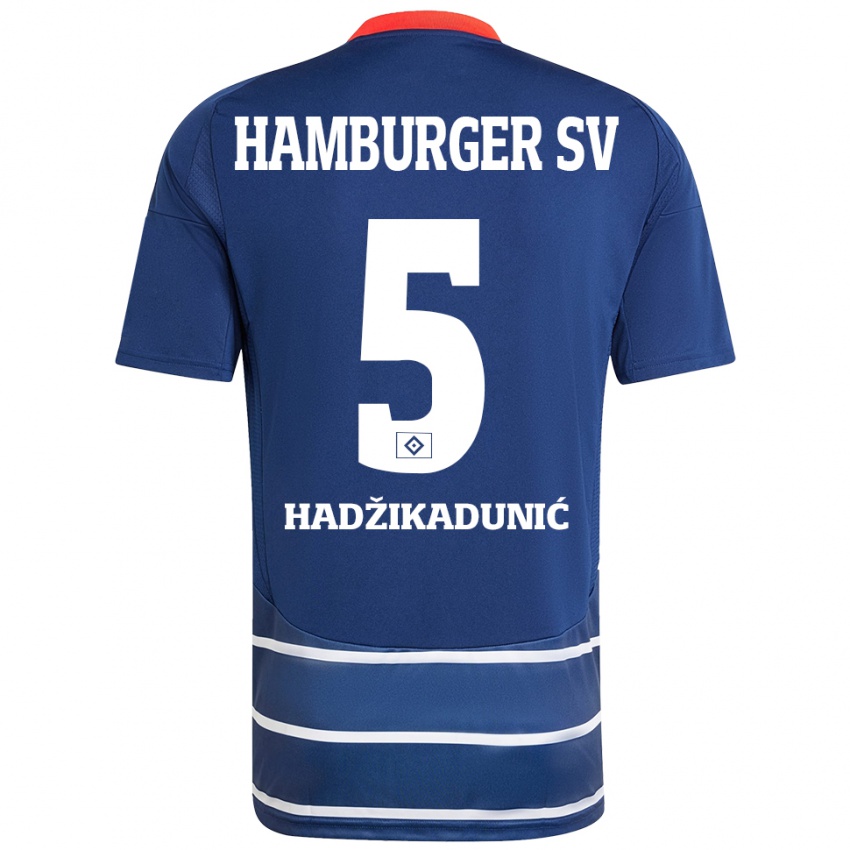 Gyermek Dennis Hadzikadunic #5 Sötétkék Idegenbeli Jersey 2024/25 Mez Póló Ing