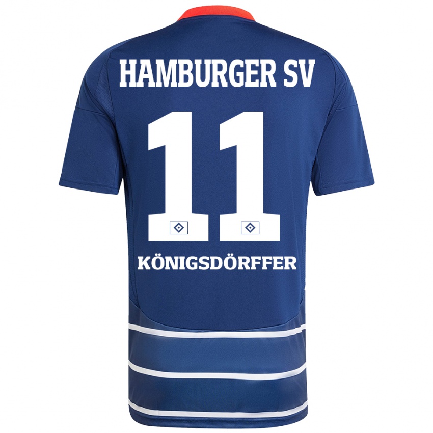 Gyermek Ransford Königsdörffer #11 Sötétkék Idegenbeli Jersey 2024/25 Mez Póló Ing