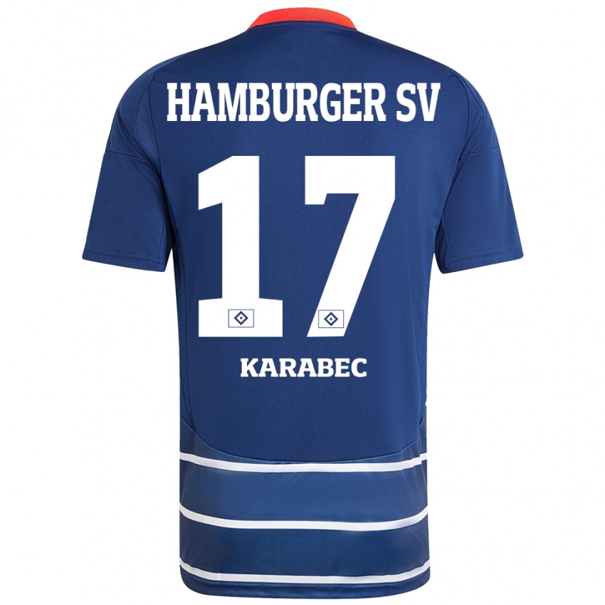 Gyermek Adam Karabec #17 Sötétkék Idegenbeli Jersey 2024/25 Mez Póló Ing