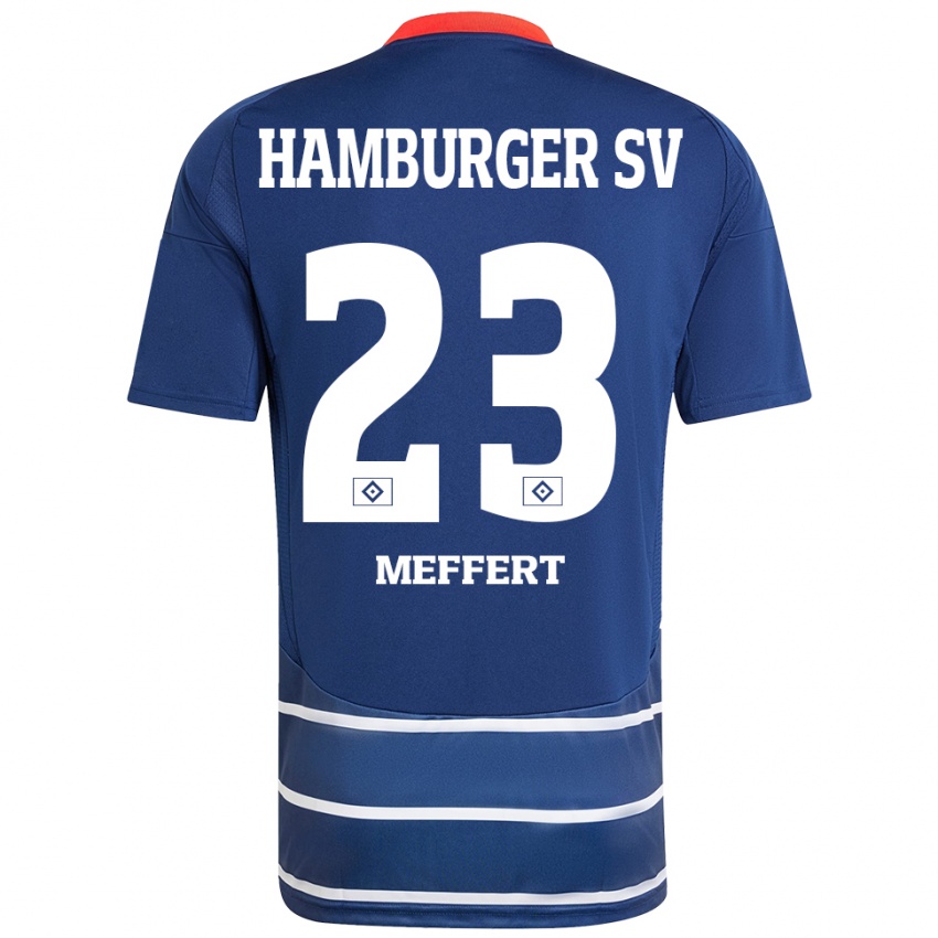 Gyermek Jonas Meffert #23 Sötétkék Idegenbeli Jersey 2024/25 Mez Póló Ing