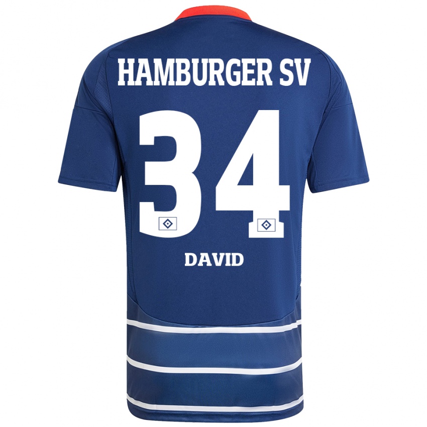 Gyermek Jonas David #34 Sötétkék Idegenbeli Jersey 2024/25 Mez Póló Ing