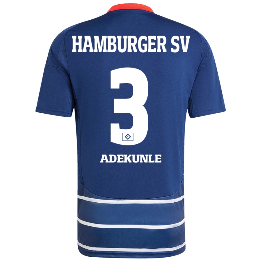 Gyermek Noah Adekunle #3 Sötétkék Idegenbeli Jersey 2024/25 Mez Póló Ing