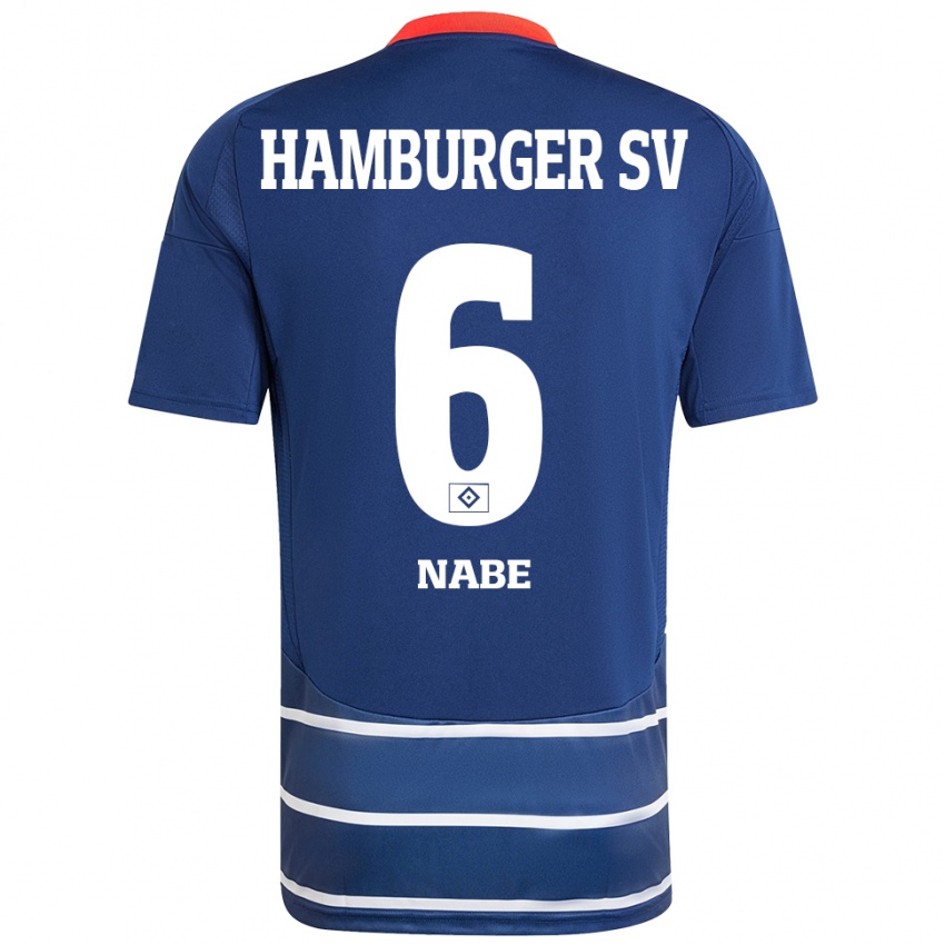 Gyermek Jamal Nabe #6 Sötétkék Idegenbeli Jersey 2024/25 Mez Póló Ing