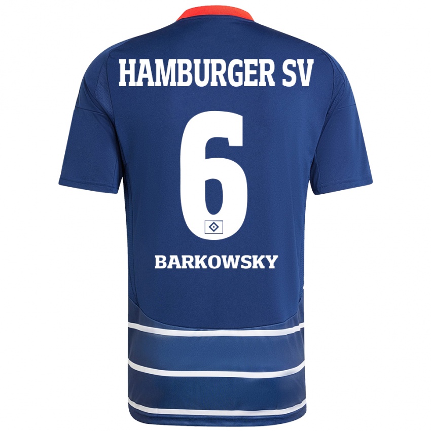 Gyermek Finn Barkowsky #6 Sötétkék Idegenbeli Jersey 2024/25 Mez Póló Ing