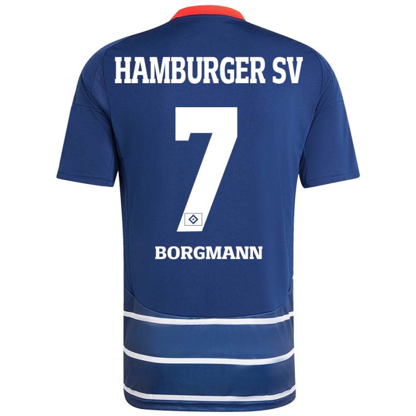 Gyermek Marcus Borgmann #7 Sötétkék Idegenbeli Jersey 2024/25 Mez Póló Ing