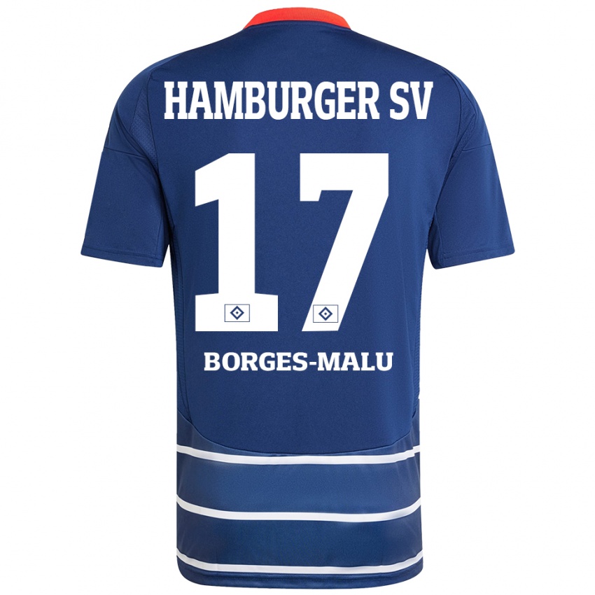 Gyermek Louis Borges-Malu #17 Sötétkék Idegenbeli Jersey 2024/25 Mez Póló Ing