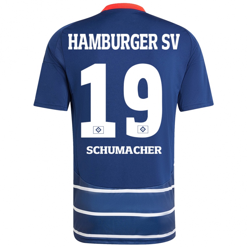 Gyermek Lukas Schumacher #19 Sötétkék Idegenbeli Jersey 2024/25 Mez Póló Ing