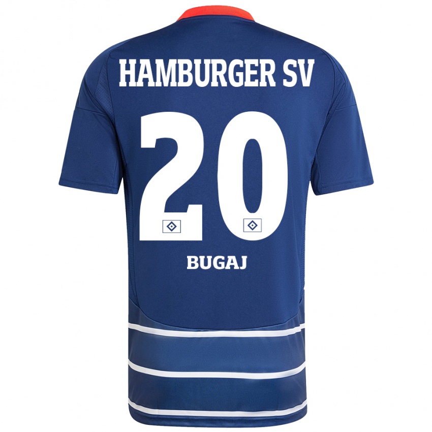 Gyermek Jan-Luca Bugaj #20 Sötétkék Idegenbeli Jersey 2024/25 Mez Póló Ing