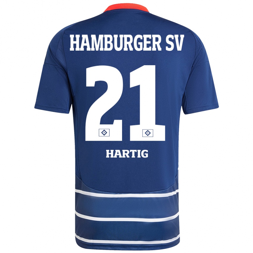 Gyermek Jonas-Finn Hartig #21 Sötétkék Idegenbeli Jersey 2024/25 Mez Póló Ing