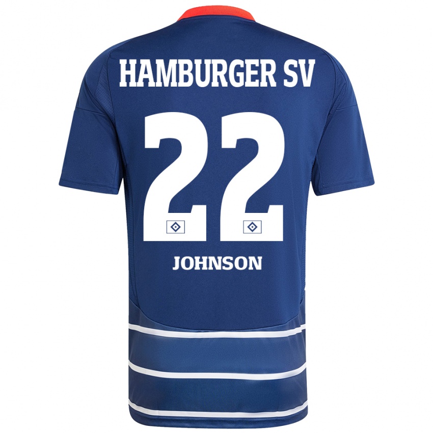 Gyermek Emmanuel Johnson #22 Sötétkék Idegenbeli Jersey 2024/25 Mez Póló Ing