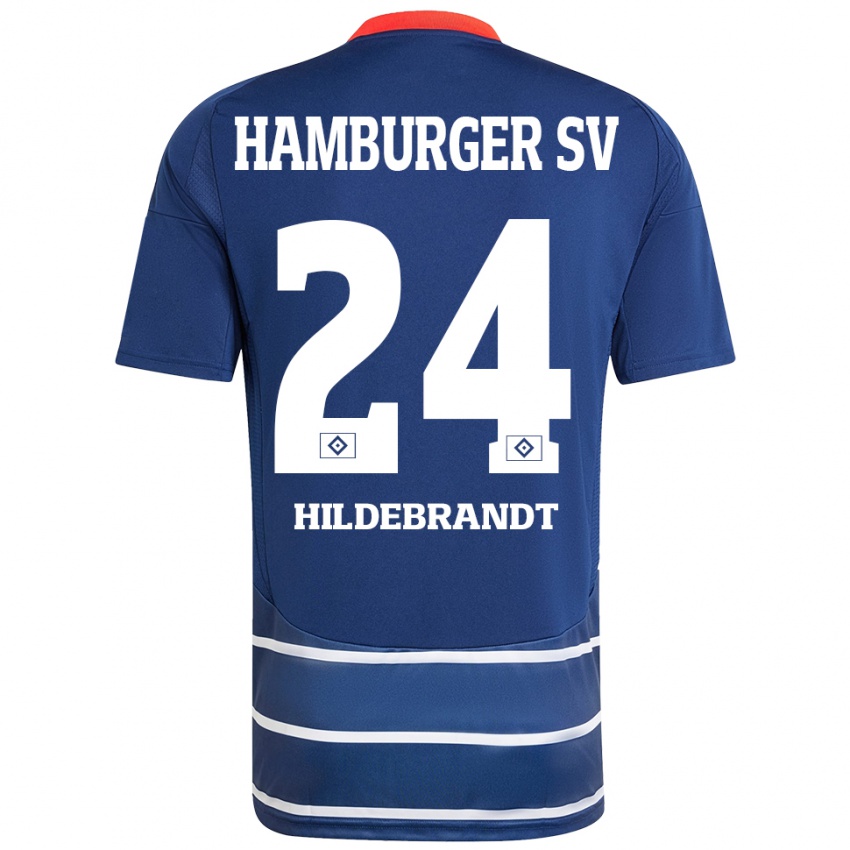 Gyermek Tjark Hildebrandt #24 Sötétkék Idegenbeli Jersey 2024/25 Mez Póló Ing