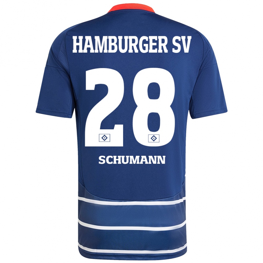 Gyermek Henri Maximilian Schümann #28 Sötétkék Idegenbeli Jersey 2024/25 Mez Póló Ing