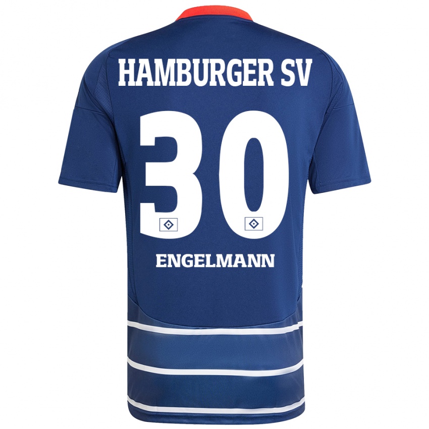 Gyermek Timon Engelmann #30 Sötétkék Idegenbeli Jersey 2024/25 Mez Póló Ing