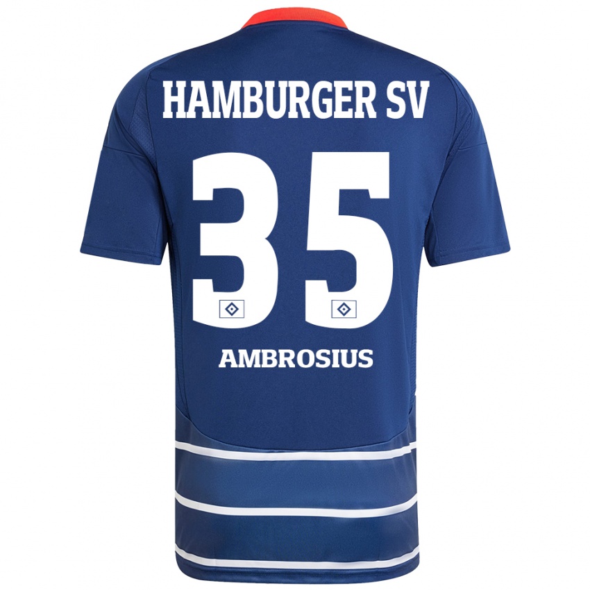 Gyermek Stephan Ambrosius #35 Sötétkék Idegenbeli Jersey 2024/25 Mez Póló Ing