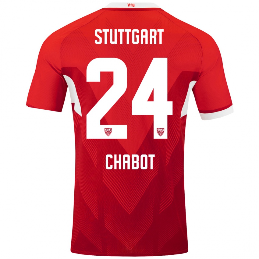 Gyermek Jeff Chabot #24 Piros Fehér Idegenbeli Jersey 2024/25 Mez Póló Ing