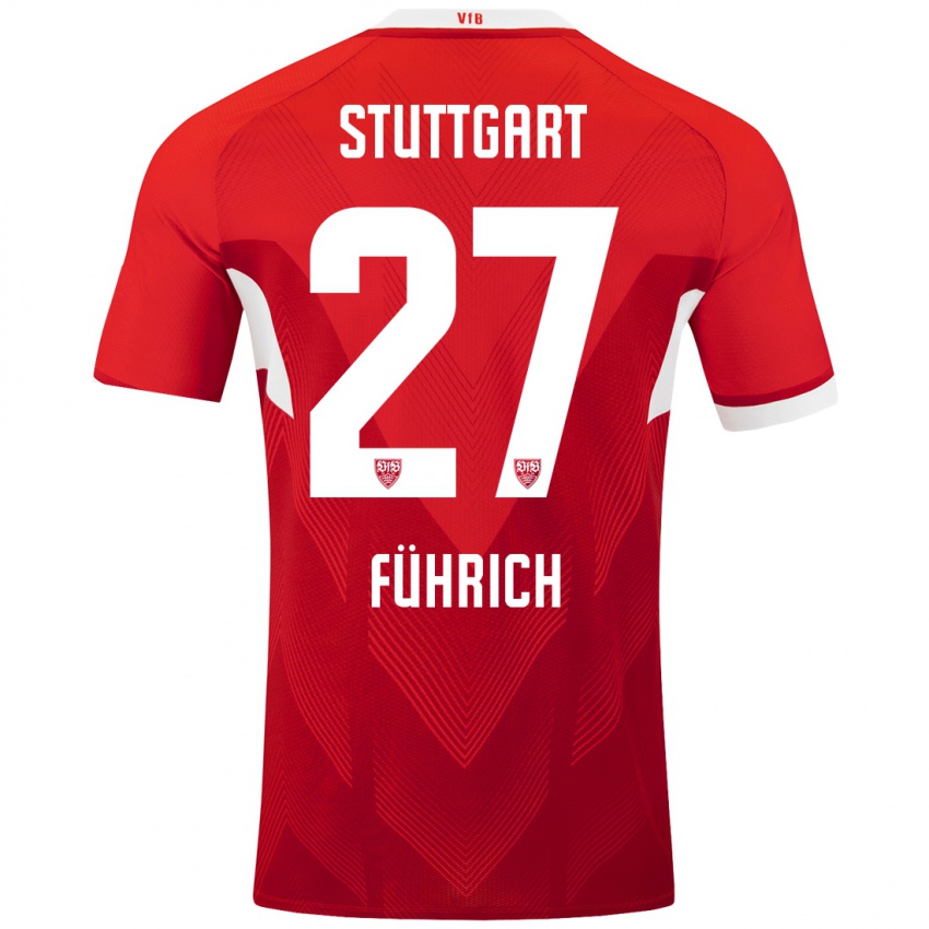 Gyermek Chris Führich #27 Piros Fehér Idegenbeli Jersey 2024/25 Mez Póló Ing