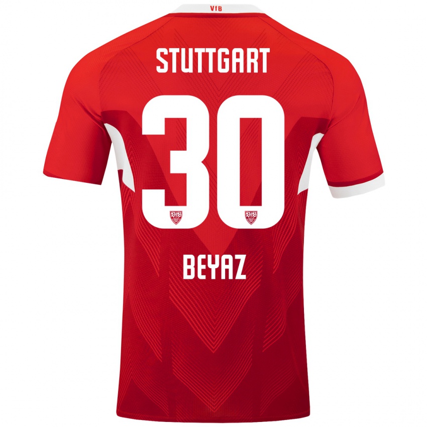 Gyermek Ömer Beyaz #30 Piros Fehér Idegenbeli Jersey 2024/25 Mez Póló Ing