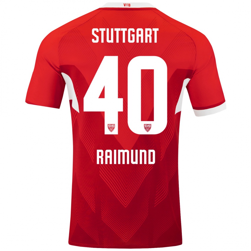 Gyermek Luca Raimund #40 Piros Fehér Idegenbeli Jersey 2024/25 Mez Póló Ing