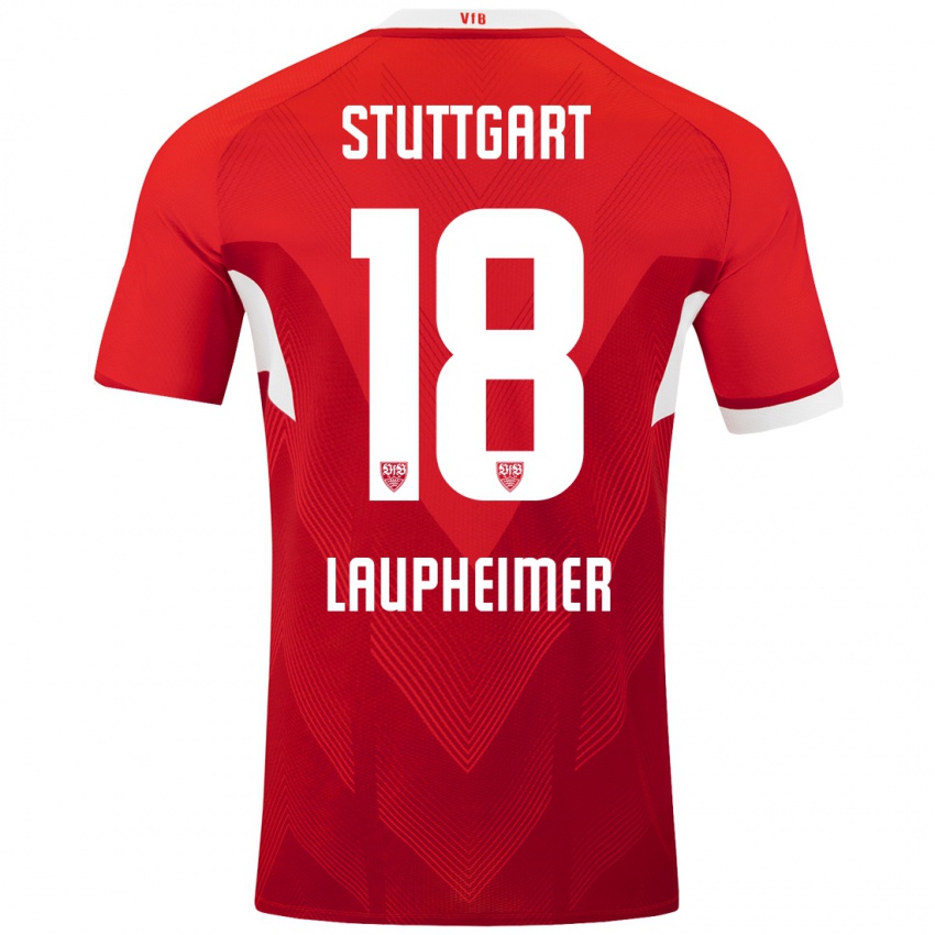 Gyermek Lukas Laupheimer #18 Piros Fehér Idegenbeli Jersey 2024/25 Mez Póló Ing