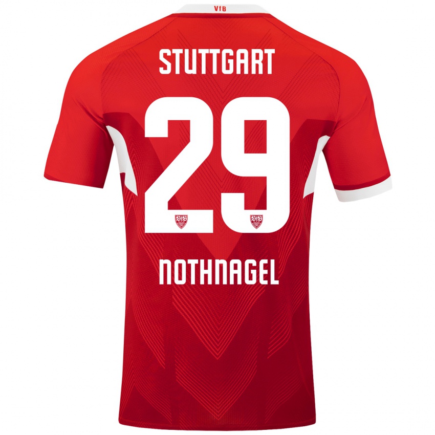 Gyermek Dominik Nothnagel #29 Piros Fehér Idegenbeli Jersey 2024/25 Mez Póló Ing