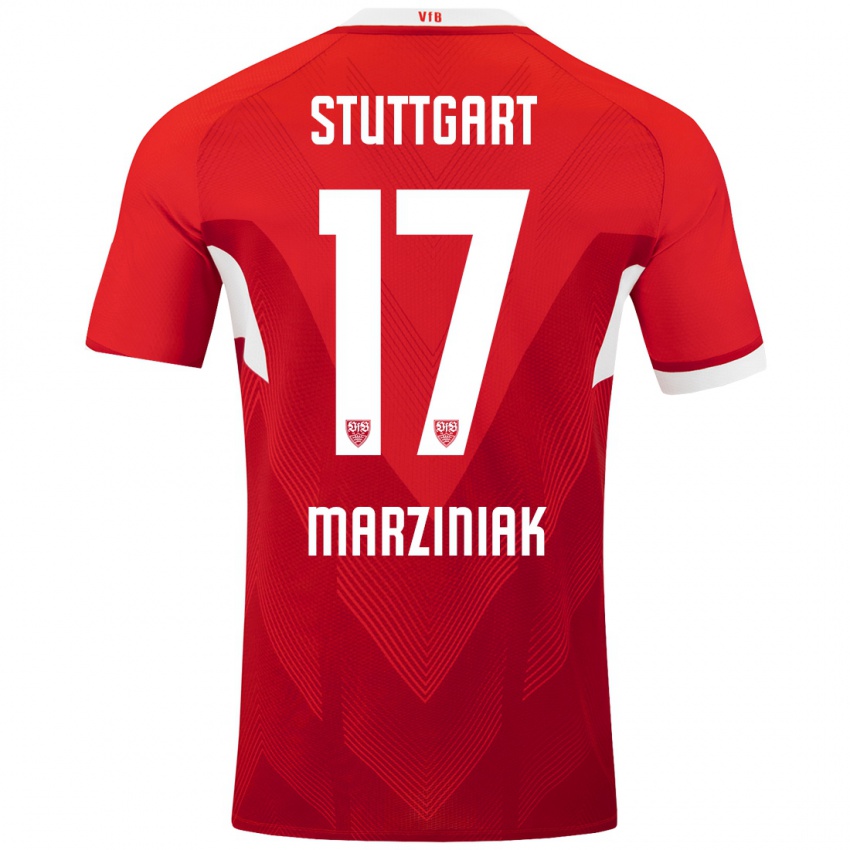 Gyermek Chiara Marziniak #17 Piros Fehér Idegenbeli Jersey 2024/25 Mez Póló Ing