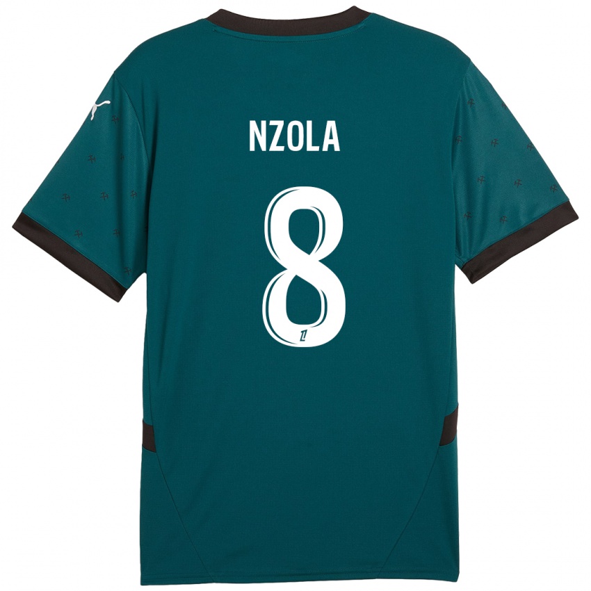 Gyermek M'bala Nzola #8 Sötétzöld Idegenbeli Jersey 2024/25 Mez Póló Ing